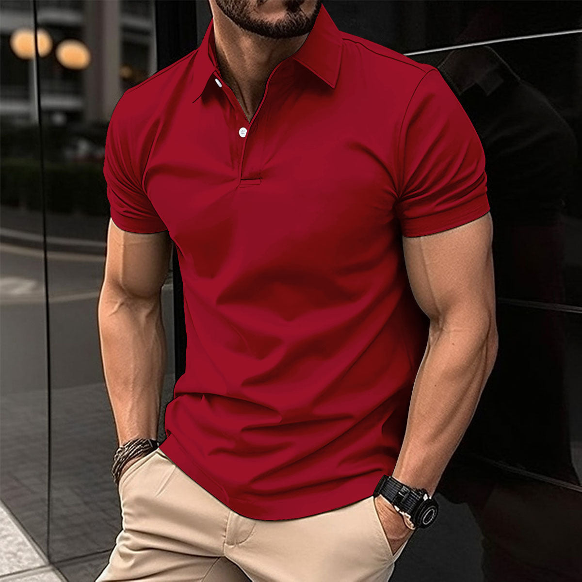 Summer Men's Solid Color Polo Shirt