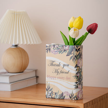 Ceramic Book Vase for Flower Arrangements