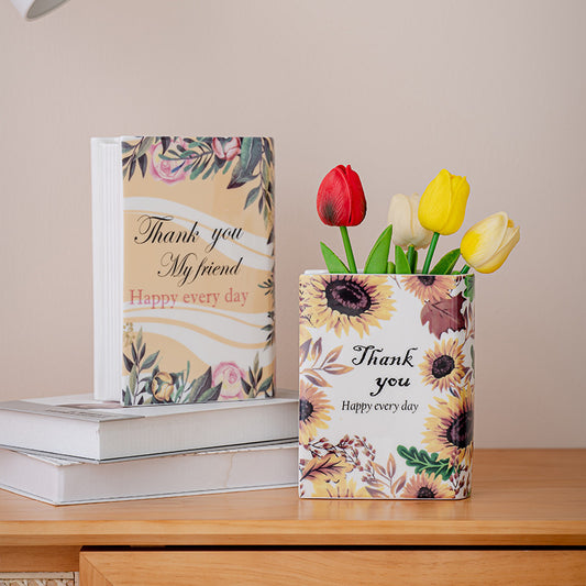 Ceramic Book Vase for Flower Arrangements