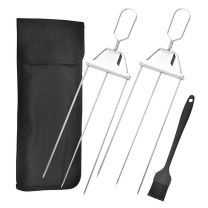 3-Prong Stainless Steel Skewer Stick Needles for BBQ
