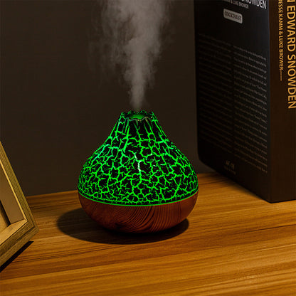 Volcano Mist Humidifier with Wood Grain Finish, Mute Mode & Ambient Light