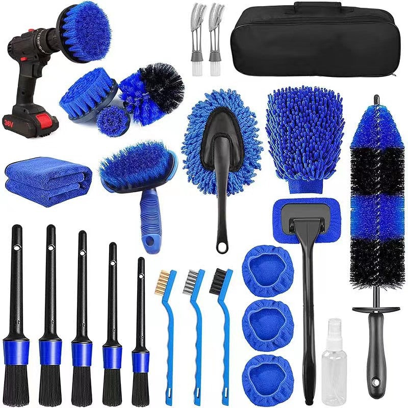 Car Wash Brush Set - Automotive Cleaning Kit with 26 Pieces