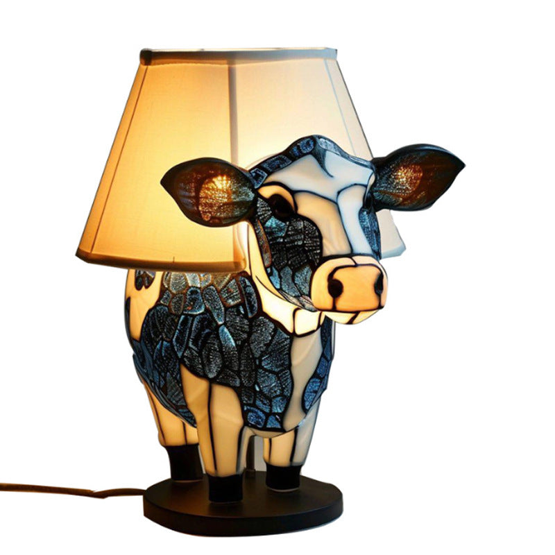 Black & White Cow Skull Light Up Table Lamp