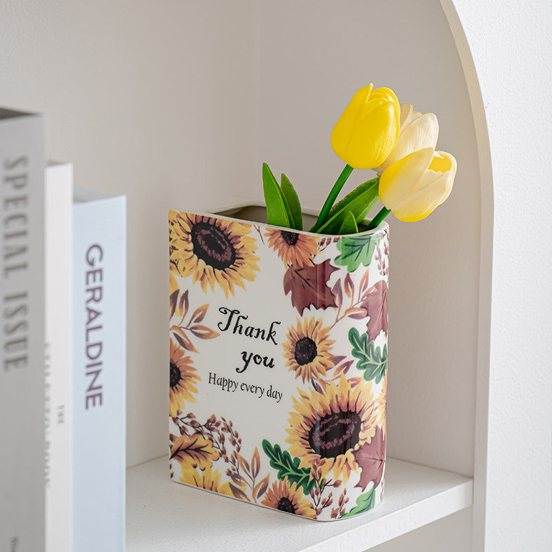 Ceramic Book Vase for Flower Arrangements