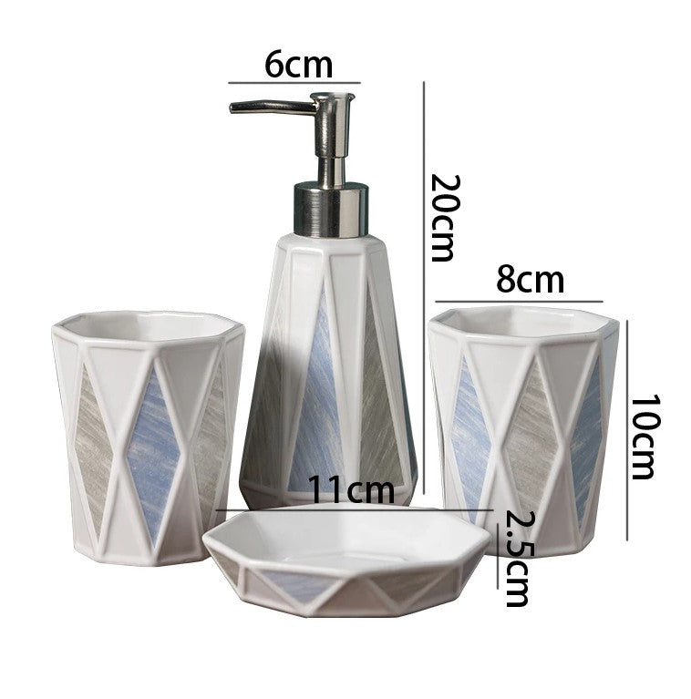 Simple Ceramic Bathroom Set - Elegant Marble 4-Piece Wash and Clean Set