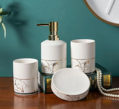 Simple Ceramic Bathroom Set - Elegant Marble 4-Piece Wash and Clean Set