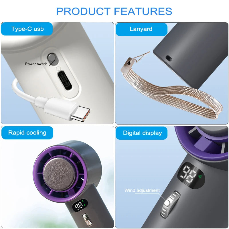 Portable Handheld Fan with Adjustable Speeds