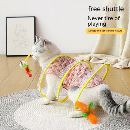 Elastic Collapsible Cat Tunnel Toy for Multiple Cats