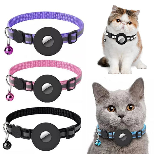 Reflective Cat Collar with AirTag Holder and Bell