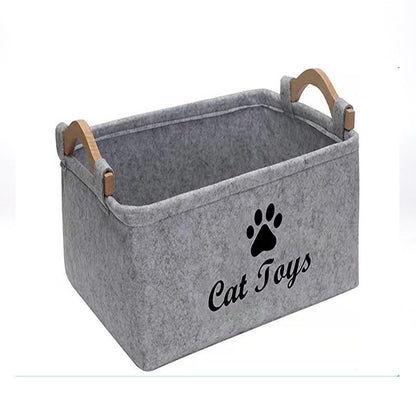 Felt Pet Toy Storage Basket - Large Capacity Organizer