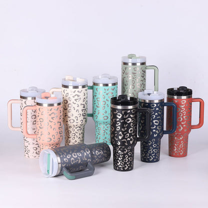 40 Oz Insulated Tumbler with Handle and Straw