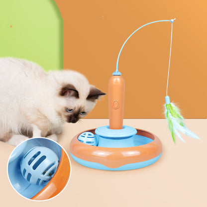 2-in-1 Feather Cat Turntable Toy