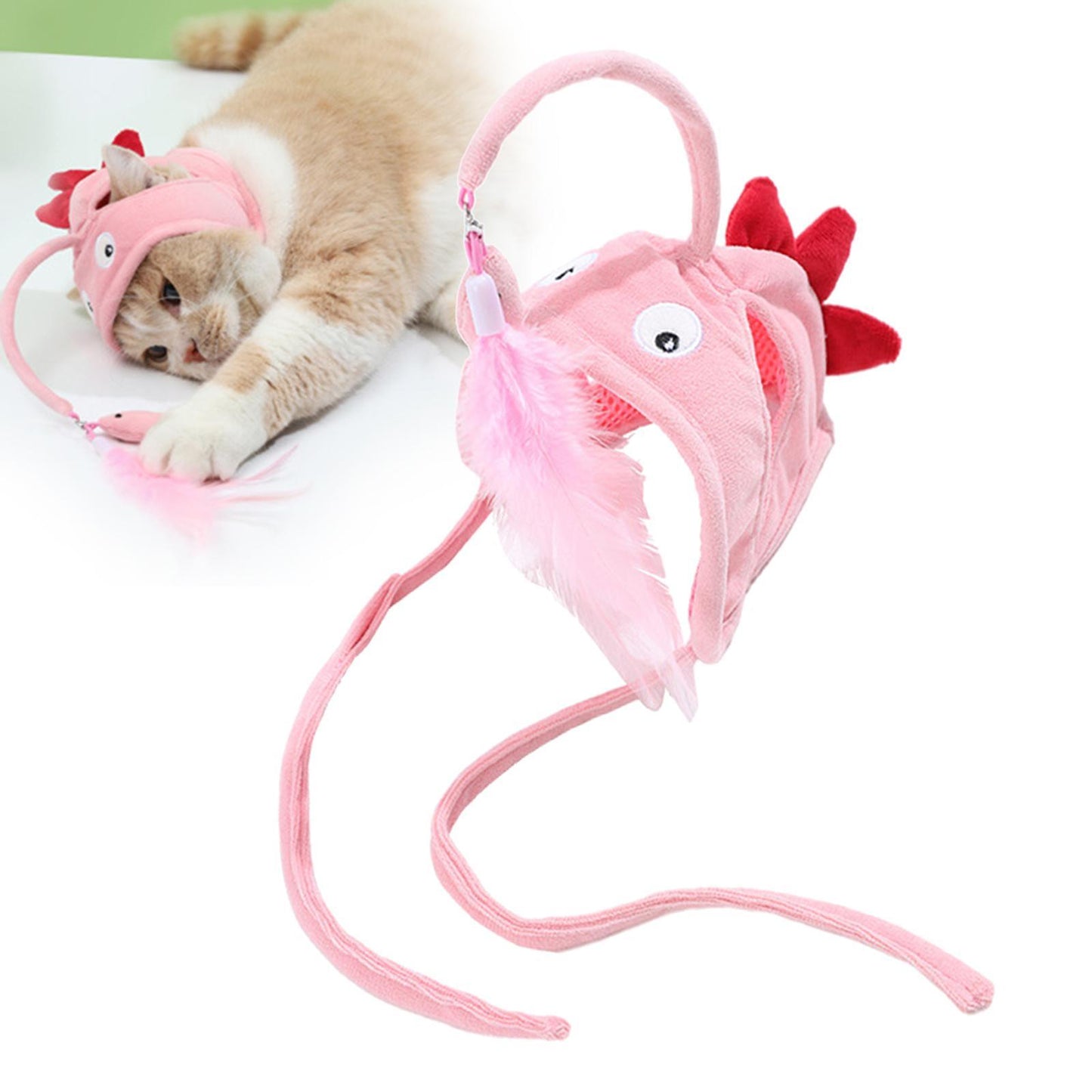 Head-Mounted Cat Toy for Hands-Free Fun| Indoor Cat Teaser Hat