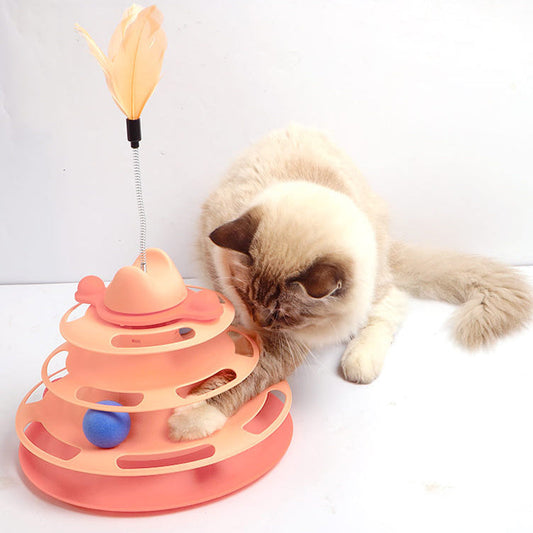 Spring Funny Cat Stick Green/Pink with Feathers - Cat Toy Set