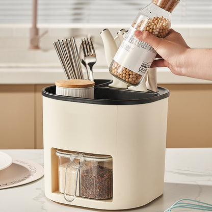 360° Rotating Utensil Holder with Multiple Compartments