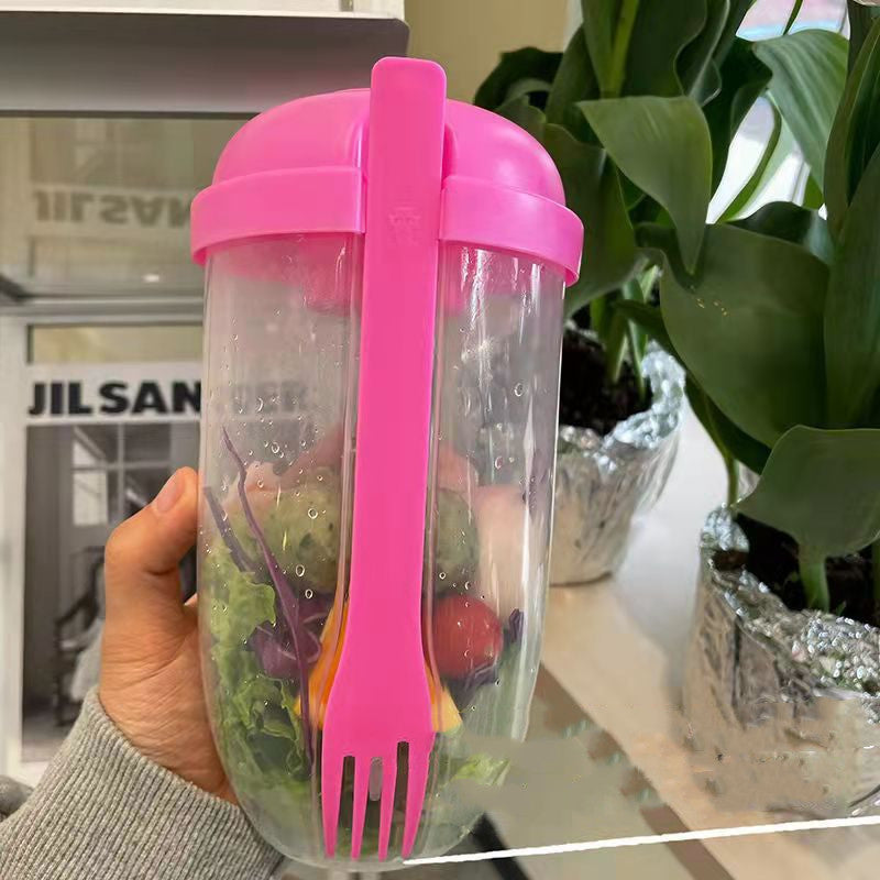 Leak-proof Salad Cup with Fork & Salad Dressing Holder