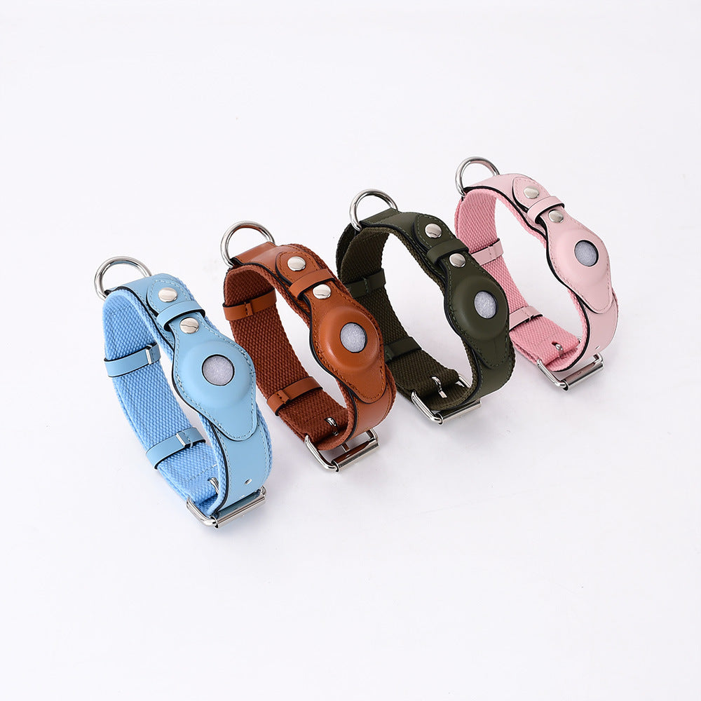 Leather Pet Chain Collar Ring Rope for Airtag Models