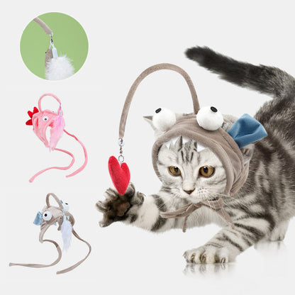 Head-Mounted Cat Toy for Hands-Free Fun| Indoor Cat Teaser Hat