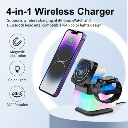 Holder Magnetic 4-In-1 Charger Stand with Colorful Lighting