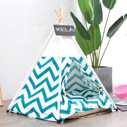 Canvas Black Wavy Tent in Green Stripe