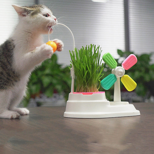 Interactive Cat Toy with Windmill and Pulling Stick