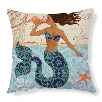 Marine Life Printed Cushion Cover