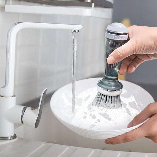 Scrub Brush With Soap Dispenser For Dishes, Pots, Pans & More