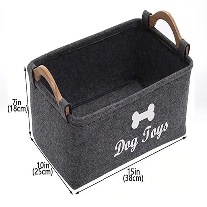 Felt Pet Toy Storage Basket - Large Capacity Organizer