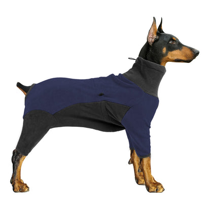 Quadruped Clothes Fleece Dog Coat | Pink Gray Blue