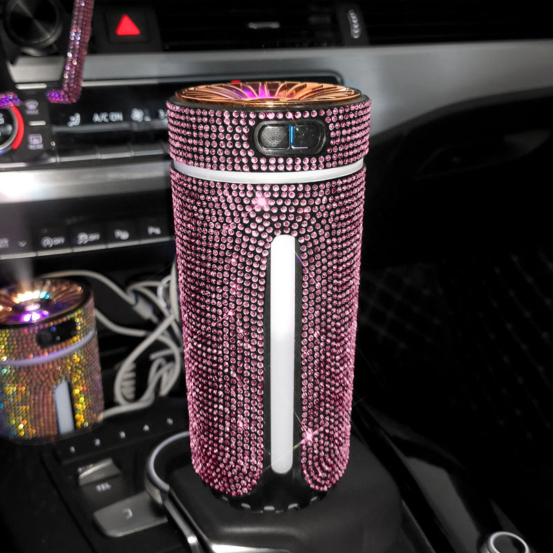 Luxury Diamond Car Humidifier & LED  Pink