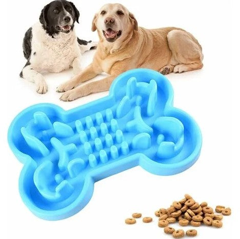 Bone Puzzle Silicone Pet Bowl - Slow Feeder for Dogs and Cats