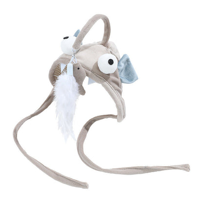 Head-Mounted Cat Toy for Hands-Free Fun| Indoor Cat Teaser Hat