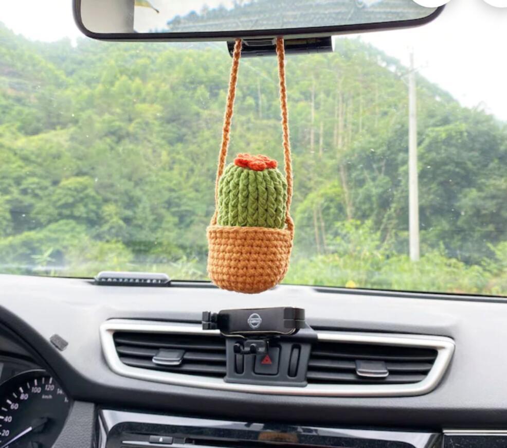 Hand-woven flower car accessories cactus