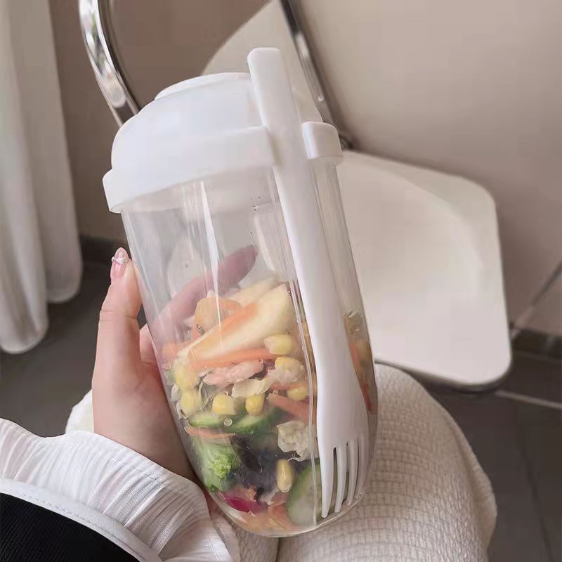 Leak-proof Salad Cup with Fork & Salad Dressing Holder