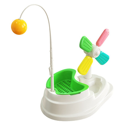 Interactive Cat Toy with Windmill and Pulling Stick