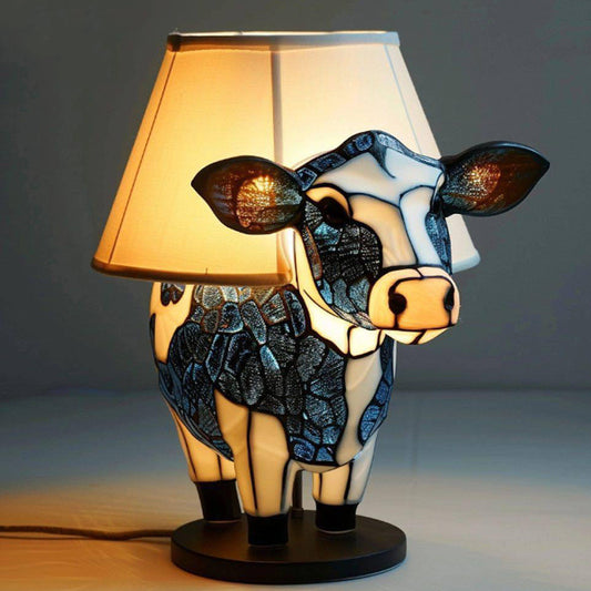 Black & White Cow Skull Light Up Table Lamp