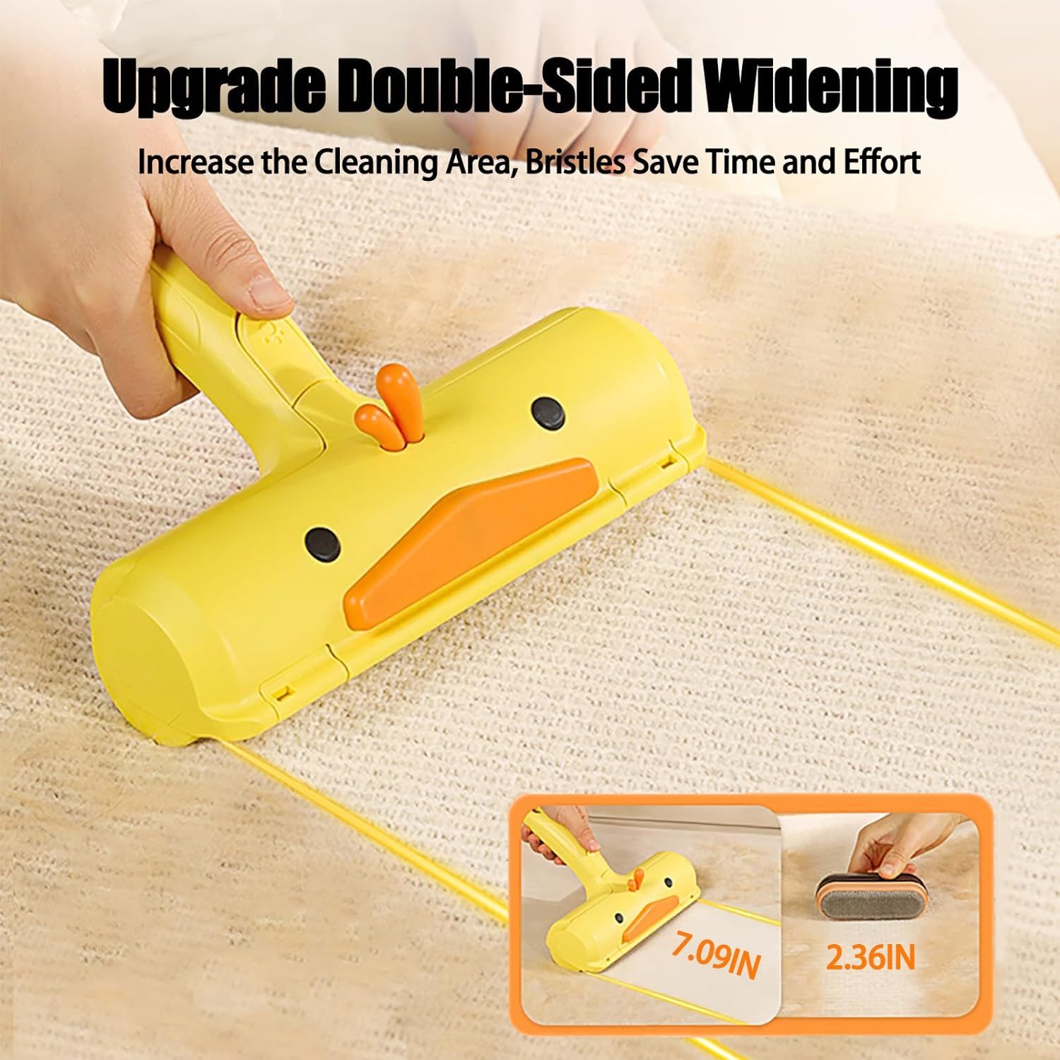 using pet hair remover on sofa.