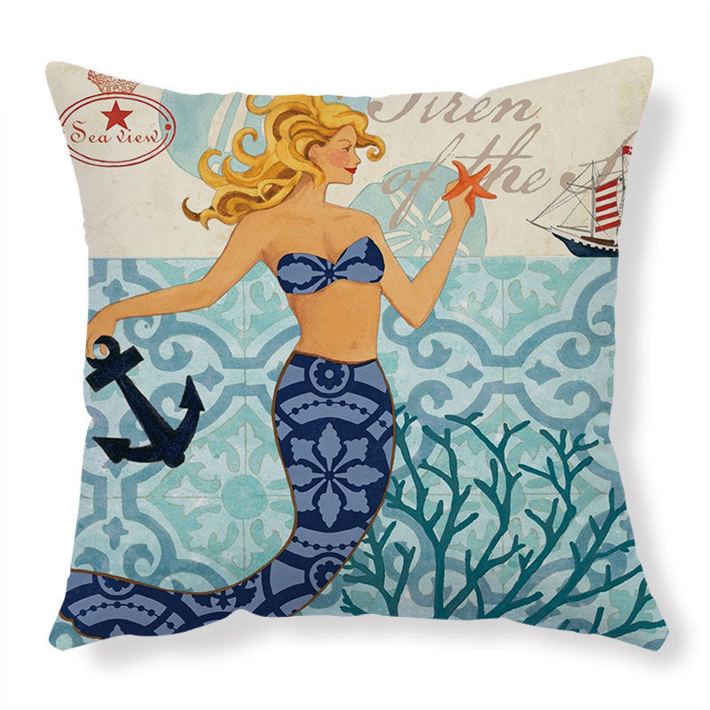 Marine Life Printed Cushion Cover