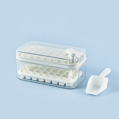 One-Press Ice Cube Maker Tray with Lid and Storage Box