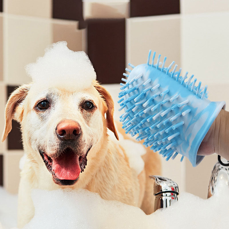 Gentle grooming brush for dog paws