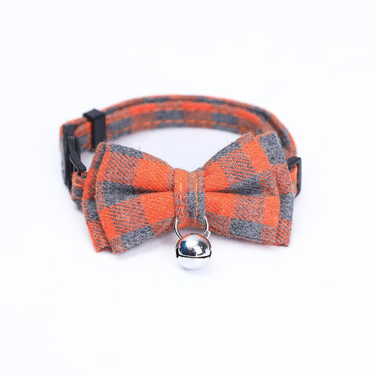 Cartoon Style Check Pattern Cotton Dog Collar Kit in Multiple Colors