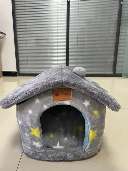 Cozy Foldable Pet House | Warm Winter Bed for Dogs & Cats