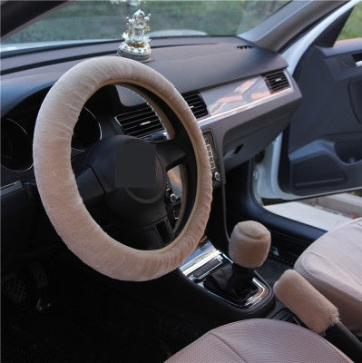 Wool Plush Steering Wheel Cover  Bean sand