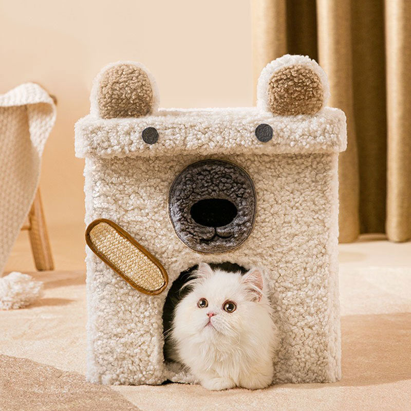 Composite Wood Pet Nest with Teddy Velvet Fabric