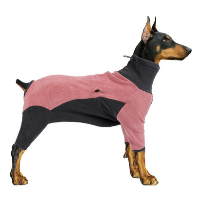 Quadruped Clothes Fleece Dog Coat | Pink Gray Blue