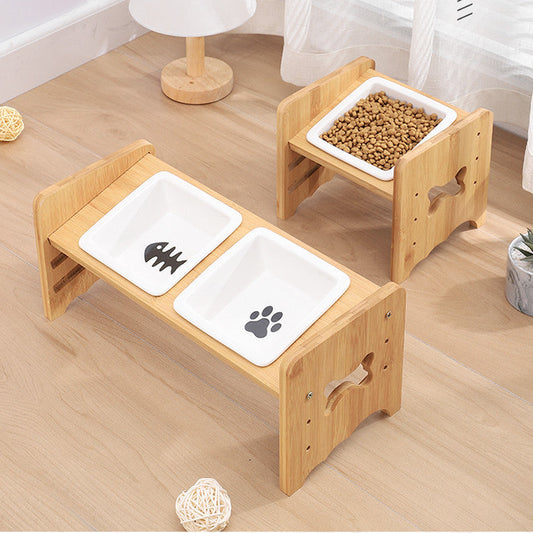 Adjustable Ceramic Pet Bowl Set for Dogs and Cats