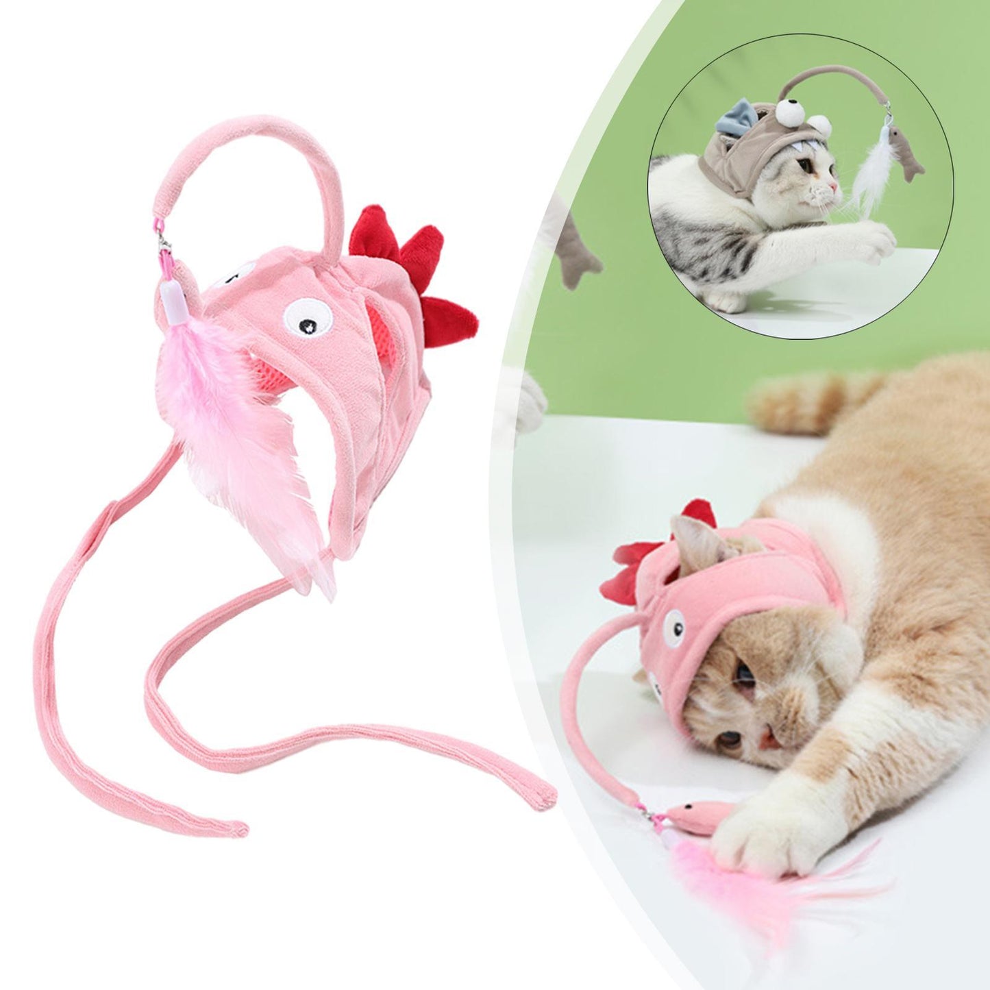 Head-Mounted Cat Toy for Hands-Free Fun| Indoor Cat Teaser Hat