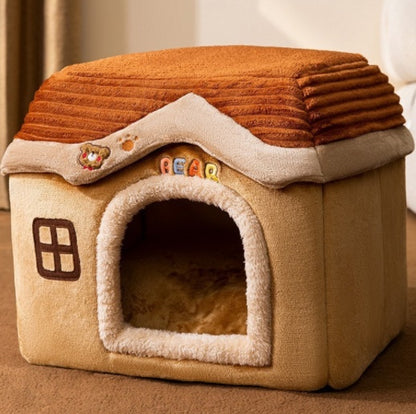 Cozy Foldable Pet House | Warm Winter Bed for Dogs & Cats