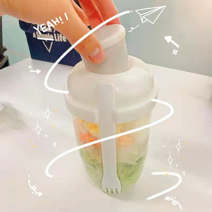 Leak-proof Salad Cup with Fork & Salad Dressing Holder