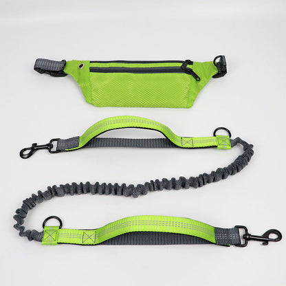 Hands Free Dog Running Leash with Waist Belt Pack